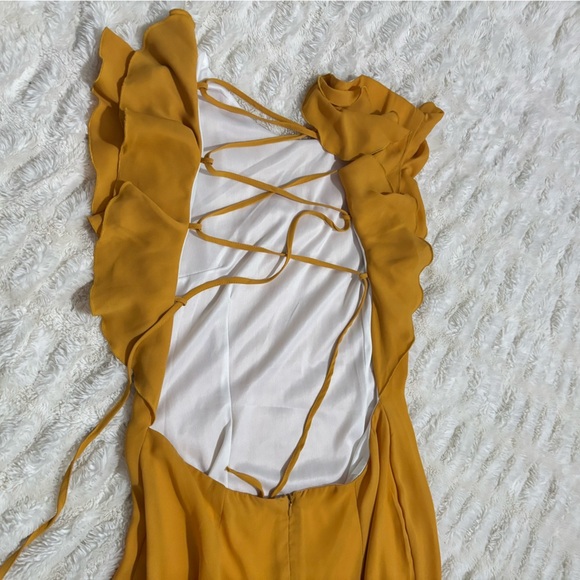 HOPE & IVY Women’s Elegant Yellow Ruffle Dress - Picture 12 of 15